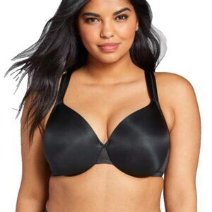 Cacique Bra Smooth Satin Full Coverage Mesh Sides U/W 46G Black Lane Bryant